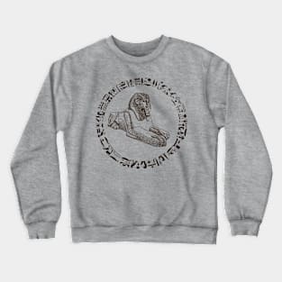 Brown Ancient sphinx statue with hieroglyphics Crewneck Sweatshirt